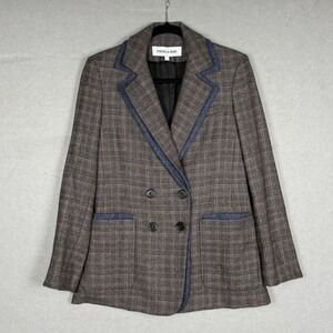 Veronica Beard Dickey Blazer Womens 4 Grey Double Breasted Notch Lapel Jacket‎